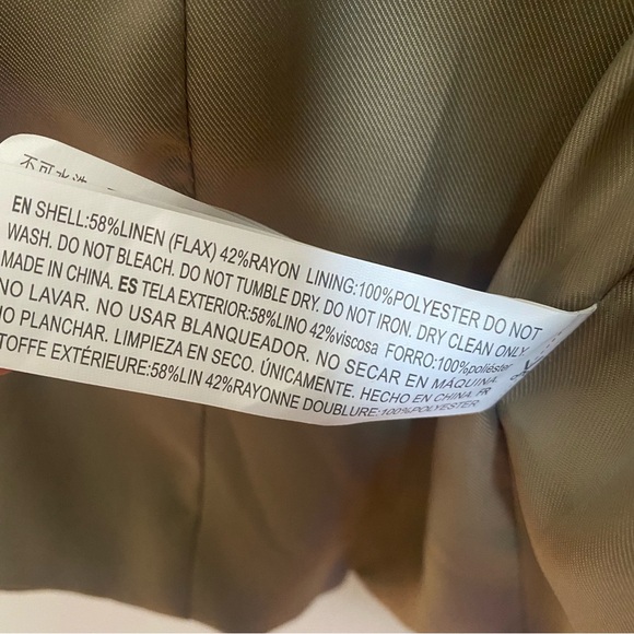 Olive Green Linen Blazer - Picture 3 of 5